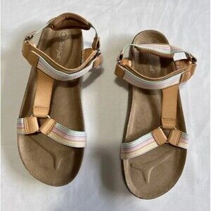 Cat & Jack Youth Girls Tan Val Sandals - Size 5 Multicolor